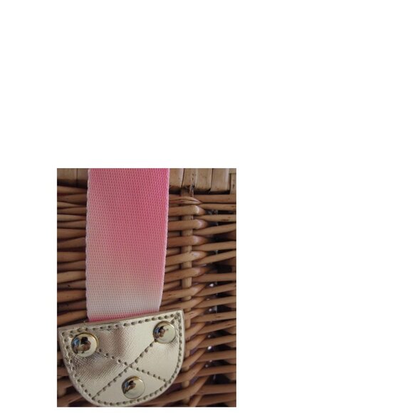 LILLY PULITZER Cheek to Cheek Wicker Wine Carrier Strap Multicolor Basket Tote - Picture 9 of 16